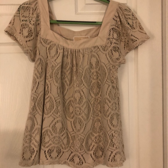 NWOT Michael Kors tan lace baby doll top - Picture 1 of 6